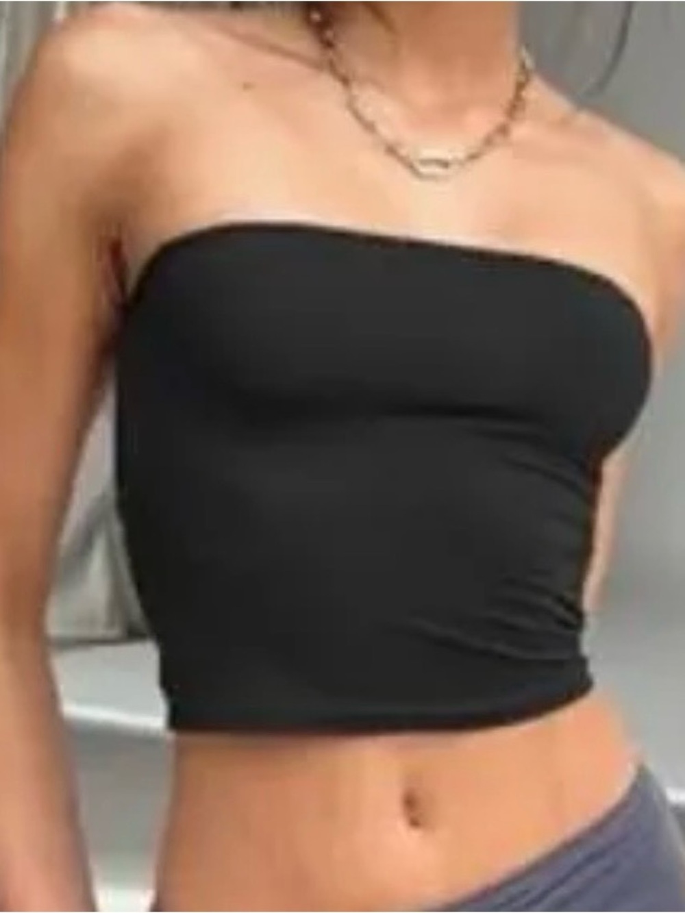 Essential Black Strapless Tube Crop Top - Women's Chic Basic